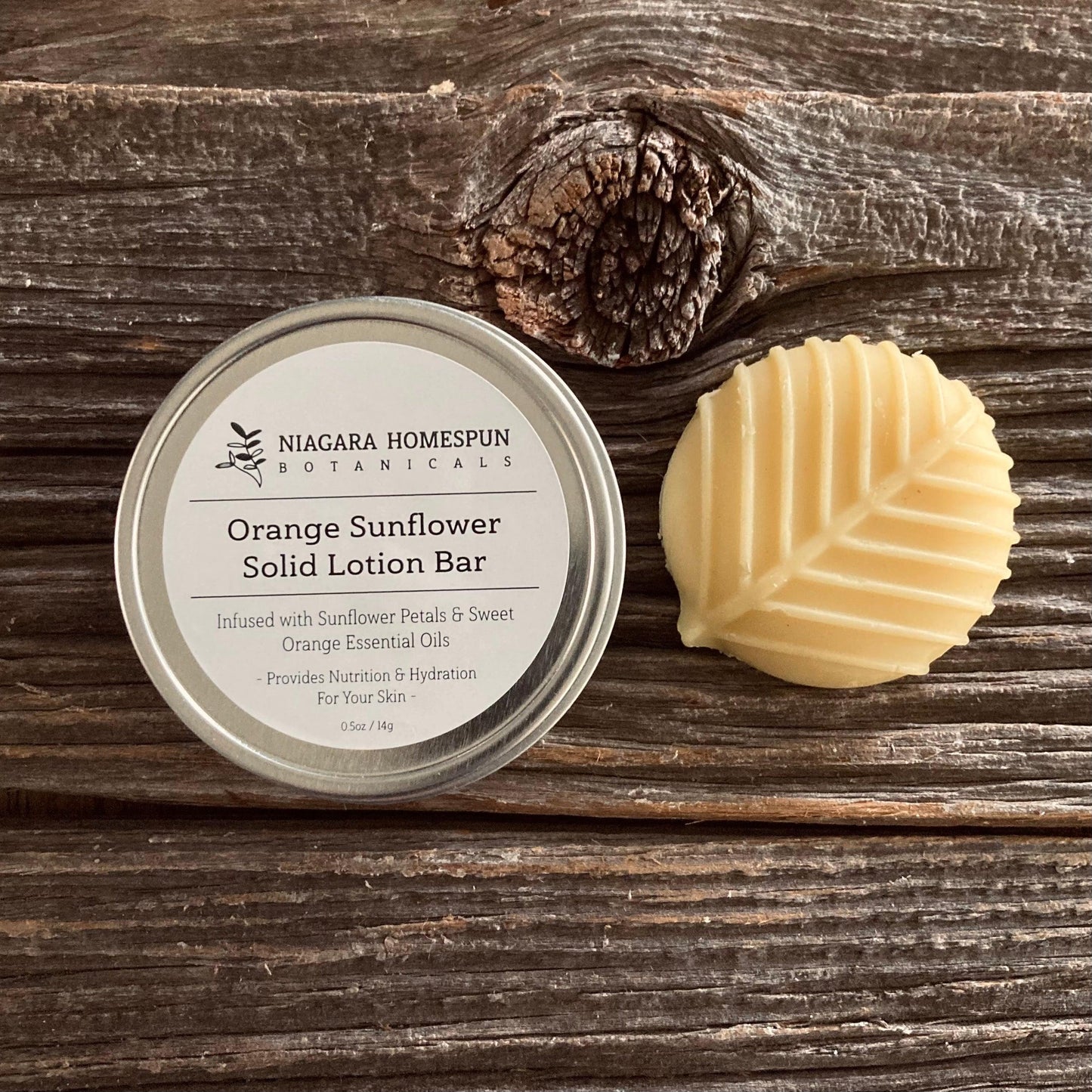 Orange Sunflower Solid Lotion Bar - Niagara Homespun Botanicals